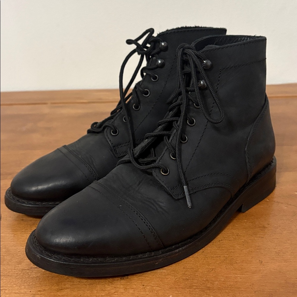 Thursday Captain Black Leather Boots Size 8